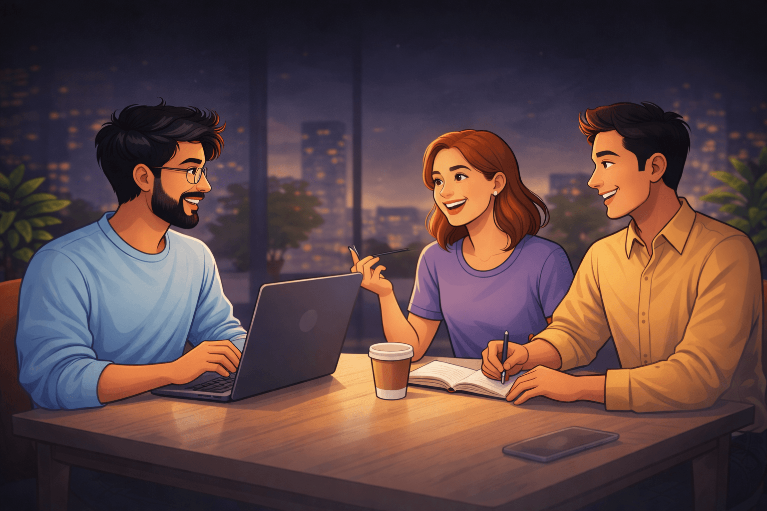 Young professionals in open discussion