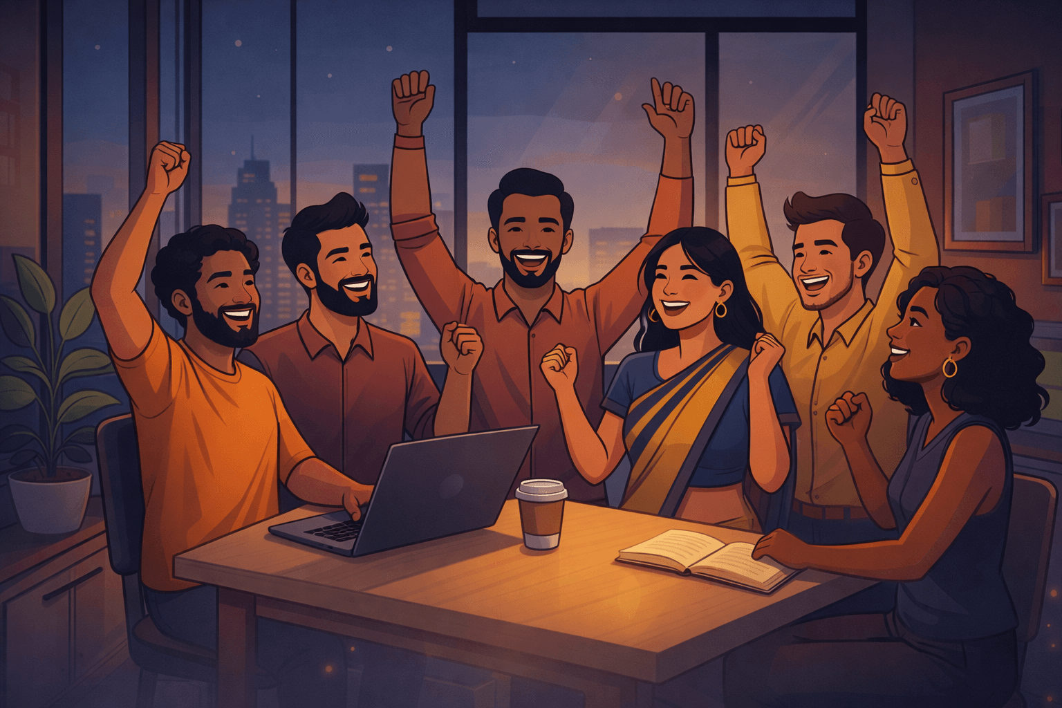 Professionals celebrating growth and success